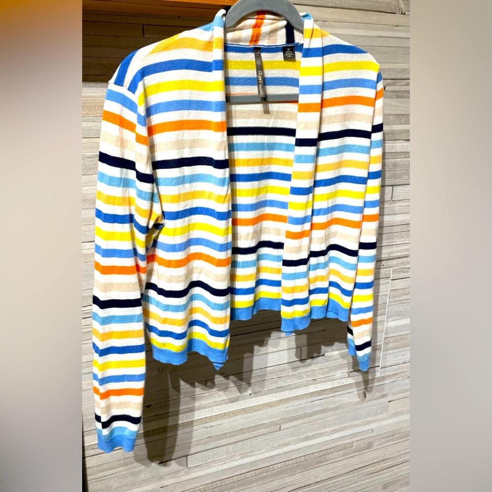 Skye’s the limit striped cotton cropped cardigan size medium